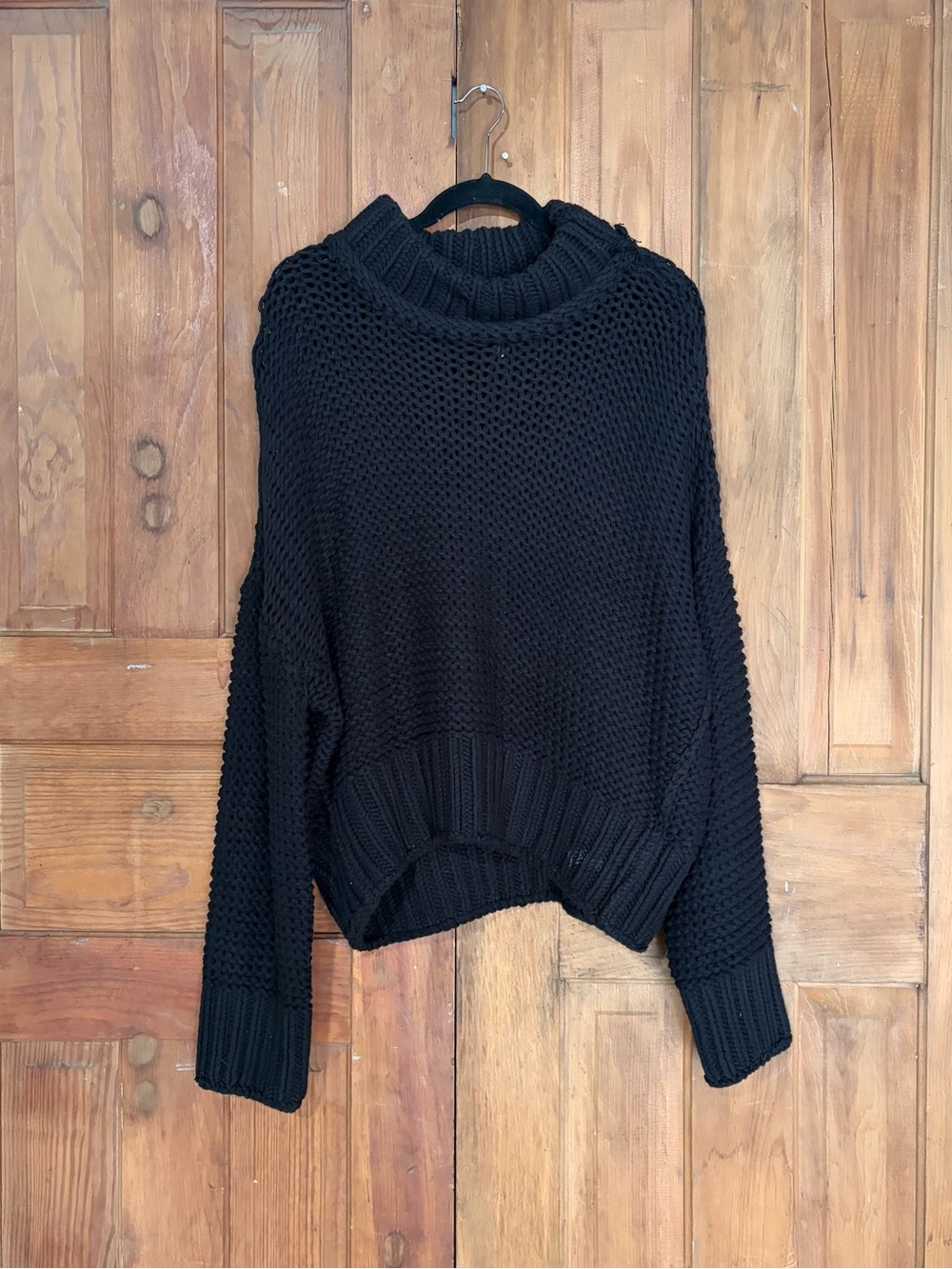 Free People – My Only Sunshine Chunky Mock Neck Sweater – Black – Sz. L - Picture 4 of 8